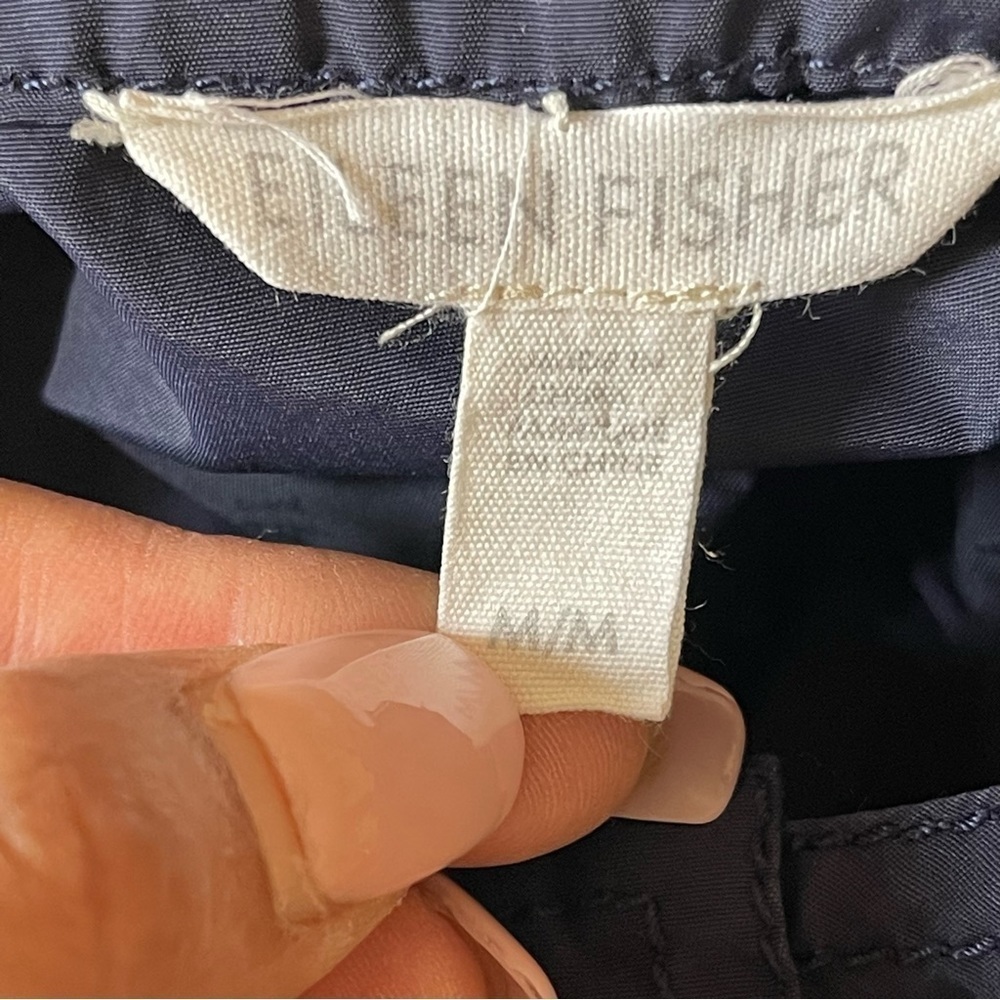 Eileen Fisher Women’s Lightweight Rain Jacket Blue Hooded Zip Snap Pockes - Picture 7 of 8